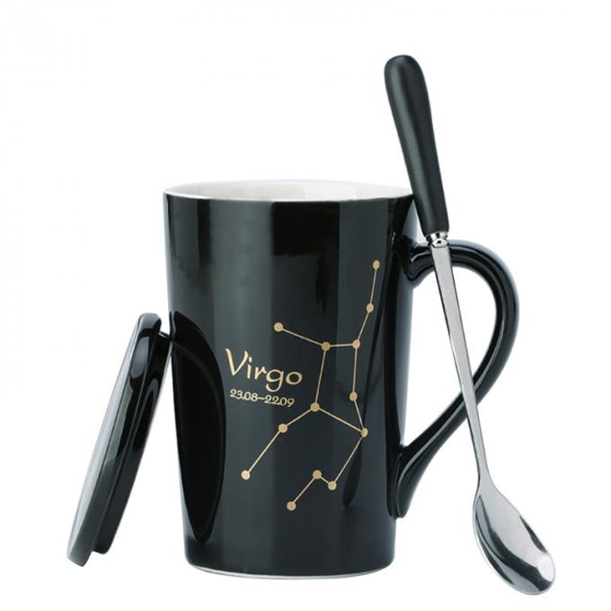 Высококачественная таможня напечатала 12 чашки tumbler кофе кружек созвездия керамических со штейном drinkware крышки и ложки пестротканым