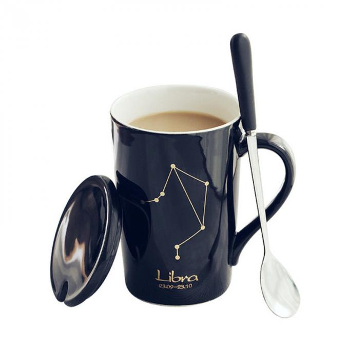 Высококачественная таможня напечатала 12 чашки tumbler кофе кружек созвездия керамических со штейном drinkware крышки и ложки пестротканым