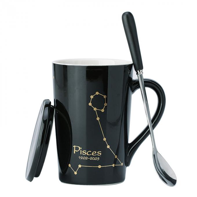 Высококачественная таможня напечатала 12 чашки tumbler кофе кружек созвездия керамических со штейном drinkware крышки и ложки пестротканым